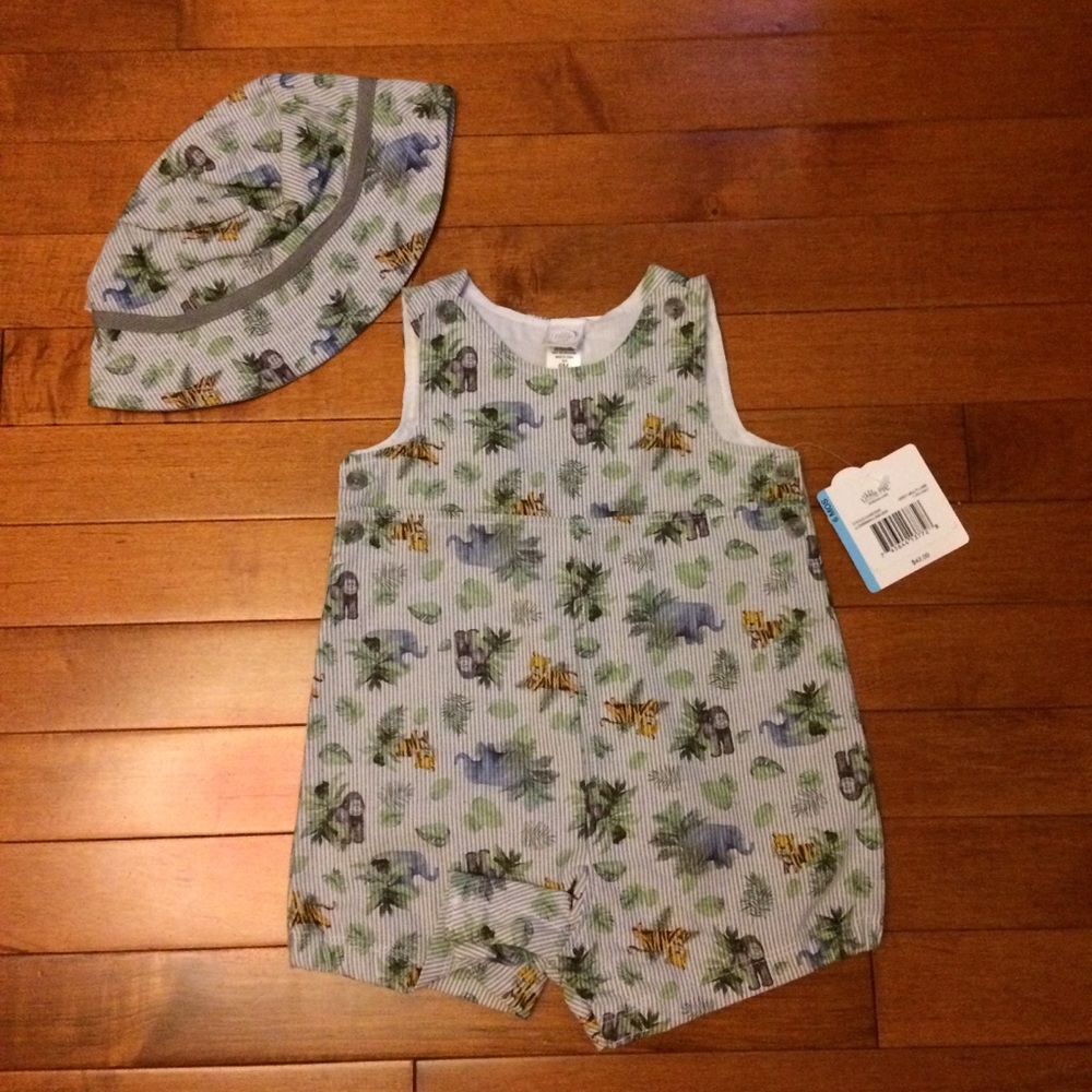 Little Me Jungle Jamboree Overalls 6 Months